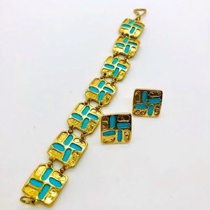 Vintage Designer Modernist Bracelet & Earrings Set 💎